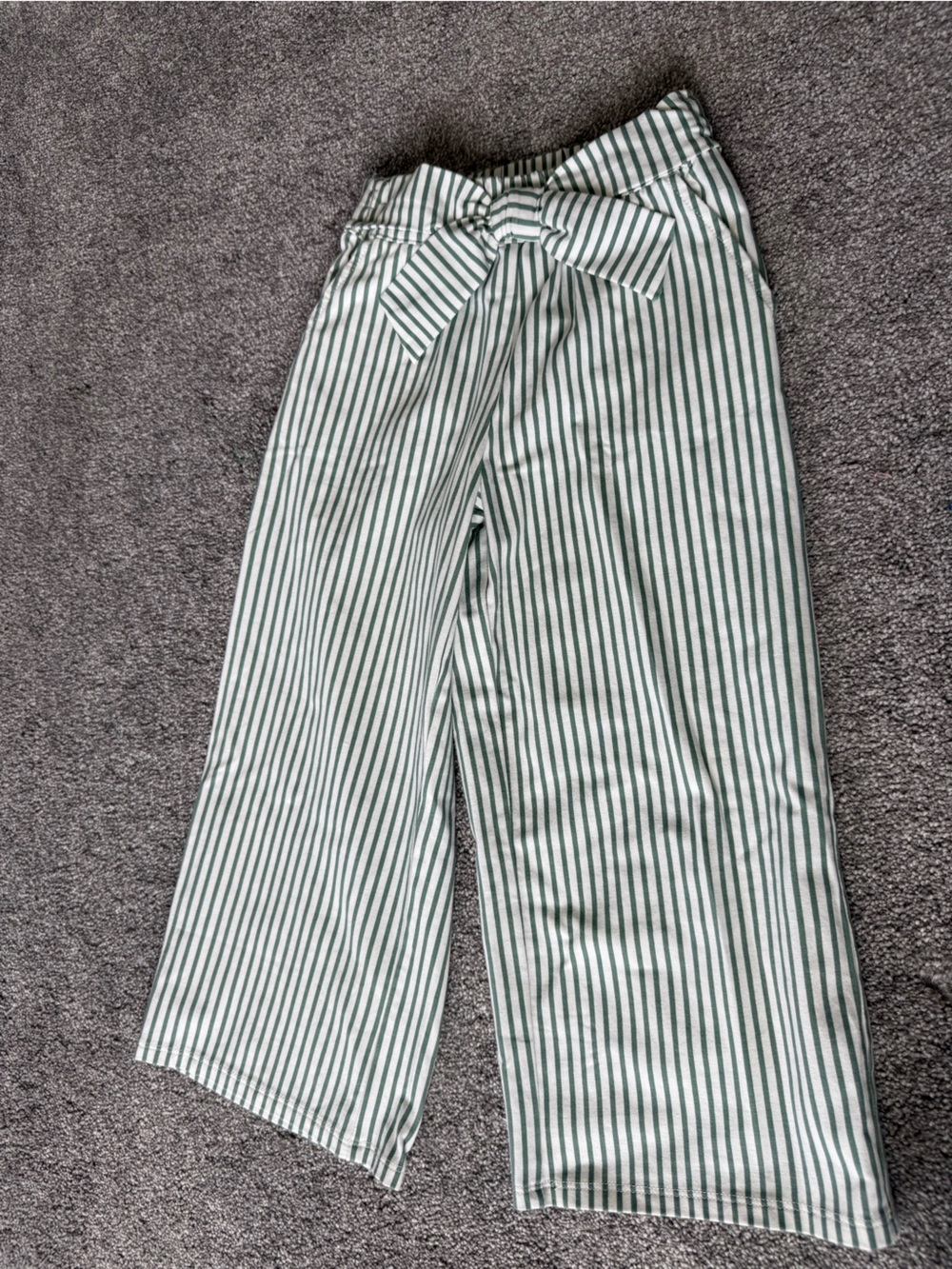 Janie and Jack Green & White Striped Chinos with Waist Tie